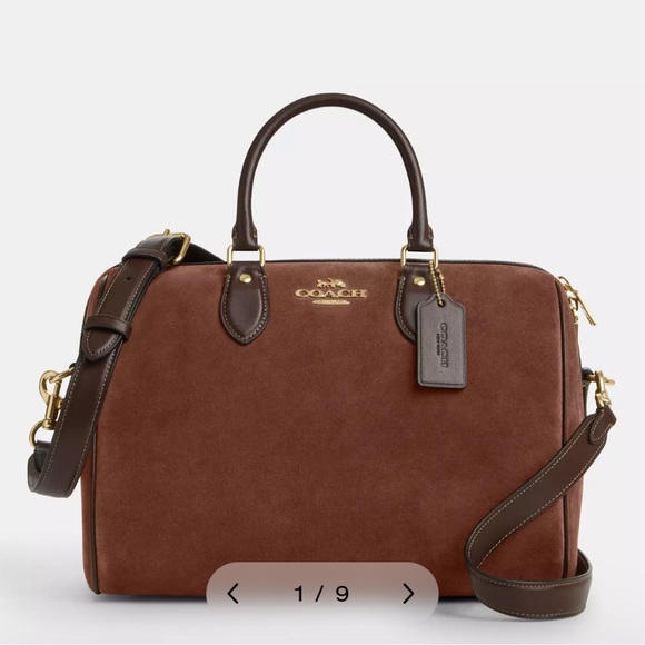 NWT Coach Rowan Suede Large Satchel Bag CCC79 Fall 2025 in Vintage Brown - Picture 1 of 5